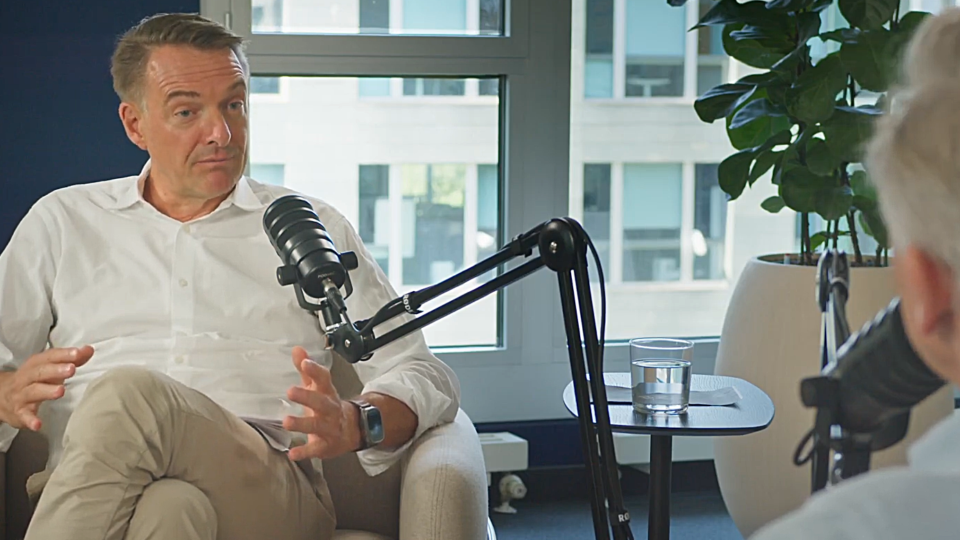 Thomas Forstpointner speaking in a podcast studio