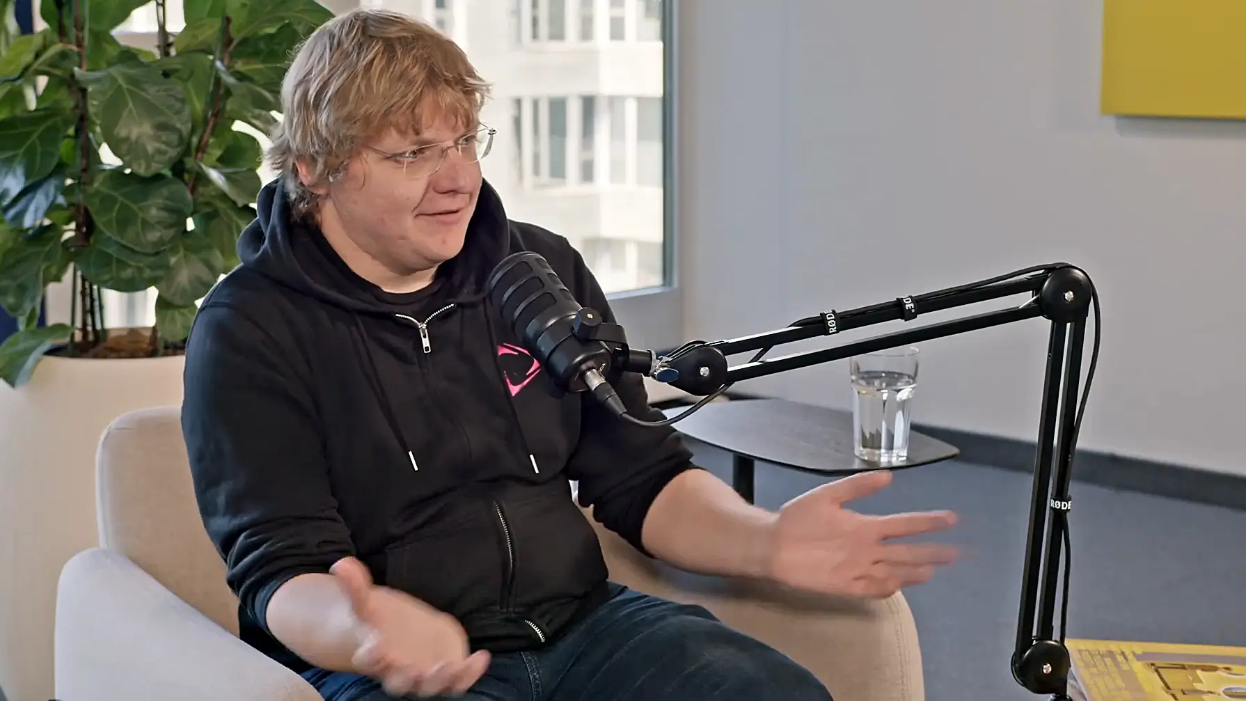 Matthias Marx speaking in a podcast studio